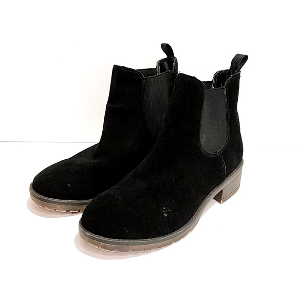 Kensie Suede Leather Chelsea Ankle Boot Womens 7 Black Casual Moto Slip on Shoe - Picture 1 of 10